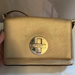 Kate Spade Crossbody Bag with Turnlock Rose Gold Pink Purse Saffiano Leather
